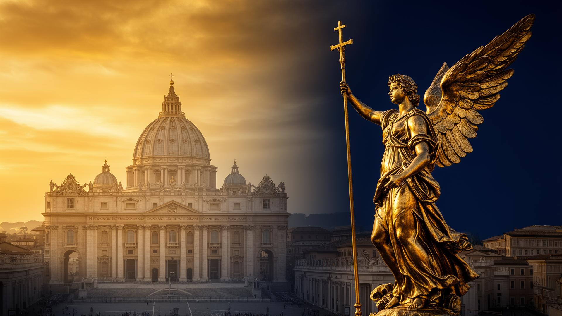 St Peter's Basilica with angel statue